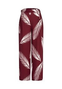 Cloud 5ive SOMMER MIT WEITEM BEINSCHNITT UND FEDERPRINT - Pantaloni - bordeaux