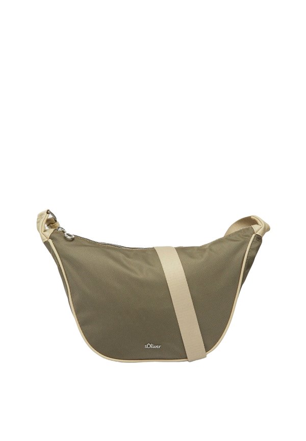 HALBMOND MIT REISSVERSCHLUSSFACH UND LOGO - Umhängetasche - helles beige