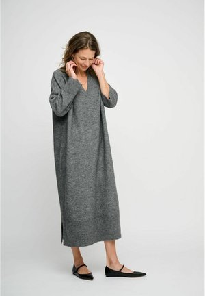 V-NECK - Vestido de punto - dark grey melange