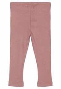 Lichtroze geribde leggings met een comfortabele tailleband, uitlopende zoom en een zachte textuur. Ontworpen voor flexibiliteit en bewegingsgemak.