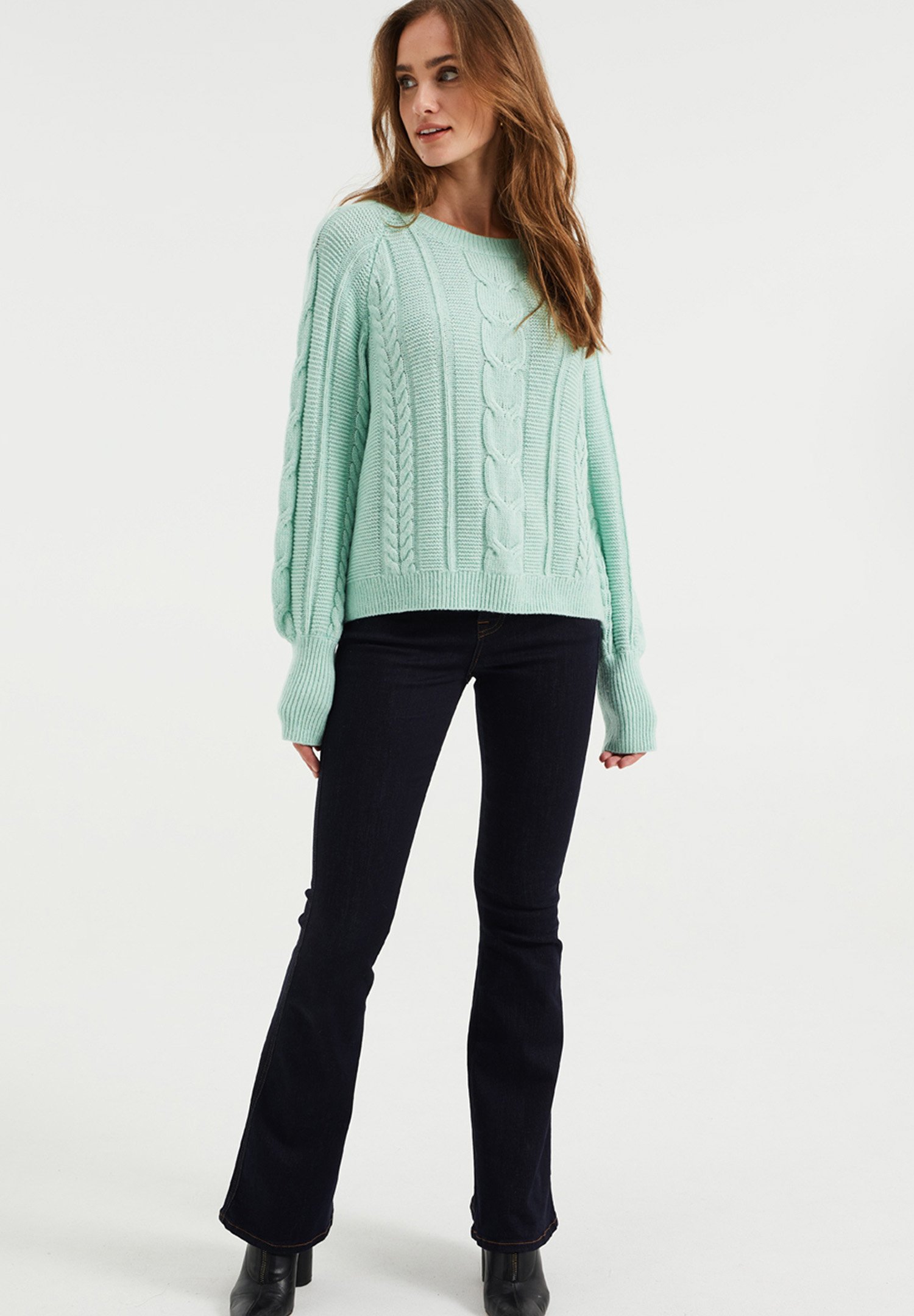 WE Fashion DAMES KABELGEBREIDE TRUI - Trui - mint green/mintgroen - Zalando. nl
