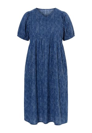 Ulla Popken, STRIPED VOILE PUFF SLEEVE DRESS - Day dress - blueberry