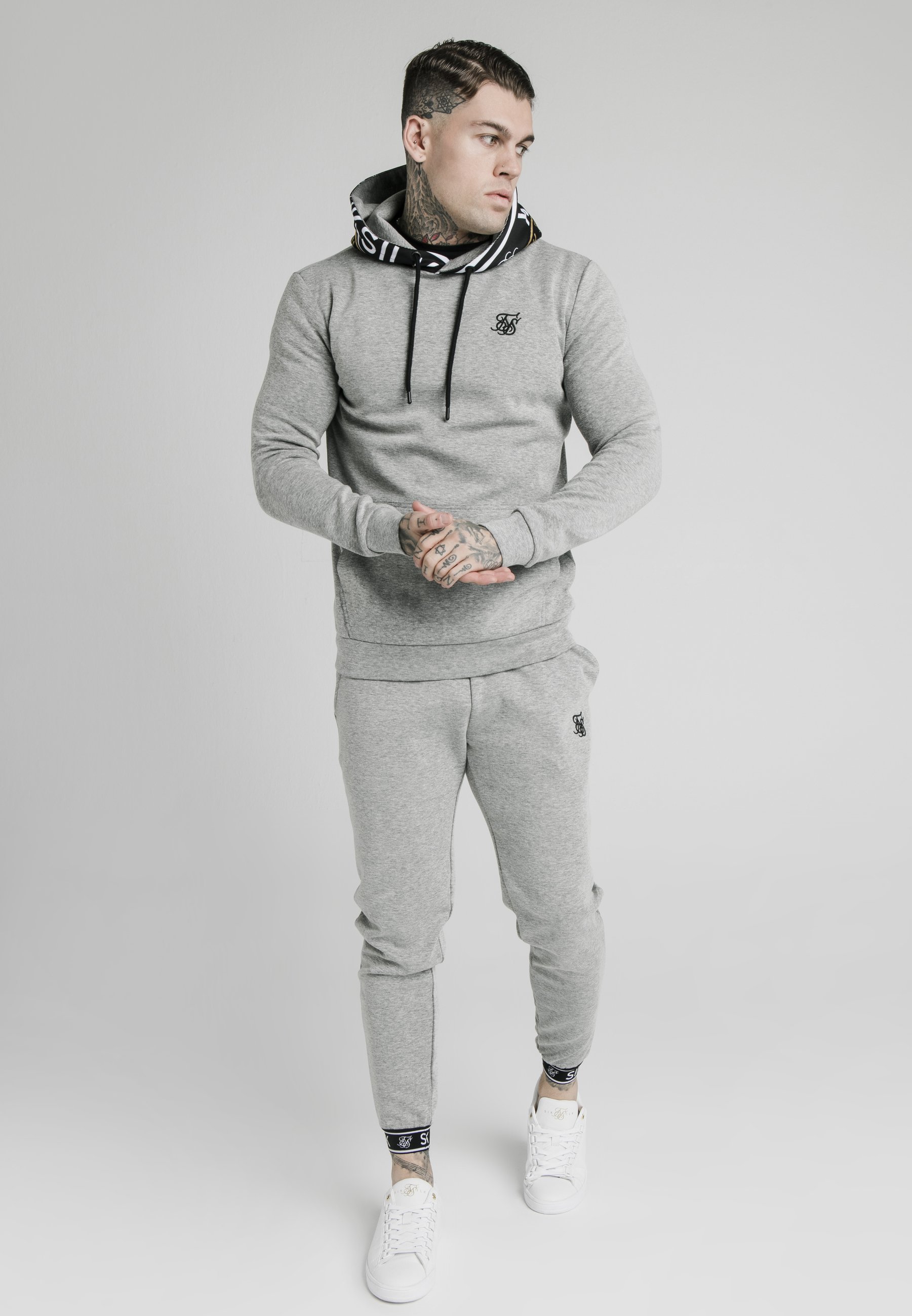 MUSCLE FIT OVERHEAD HOODIE Luvtröja grey marl MUSCLE FIT OVERHEAD HOODIE Luvtröja grey marl
