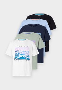 JJCOLTON PHOTO TEE CREW 5 PACK - Camiseta estampada - sky captain/sky/iceberg/chambr/black