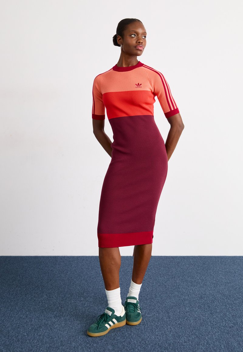 adidas Originals KSENIA DRESS - Jumper dress - coral fusion/bright red/shadow  red/orange - Zalando.ie