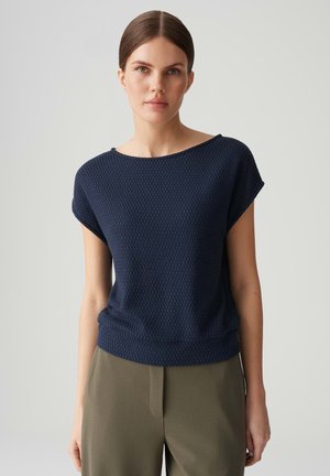 REGULAR FIT STRUCTURED BOOT-AUSSCHNITT - Basic T-shirt - coal blue