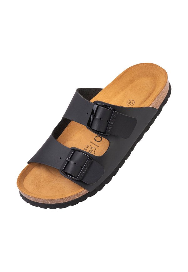 Pantolette flach - schwarz