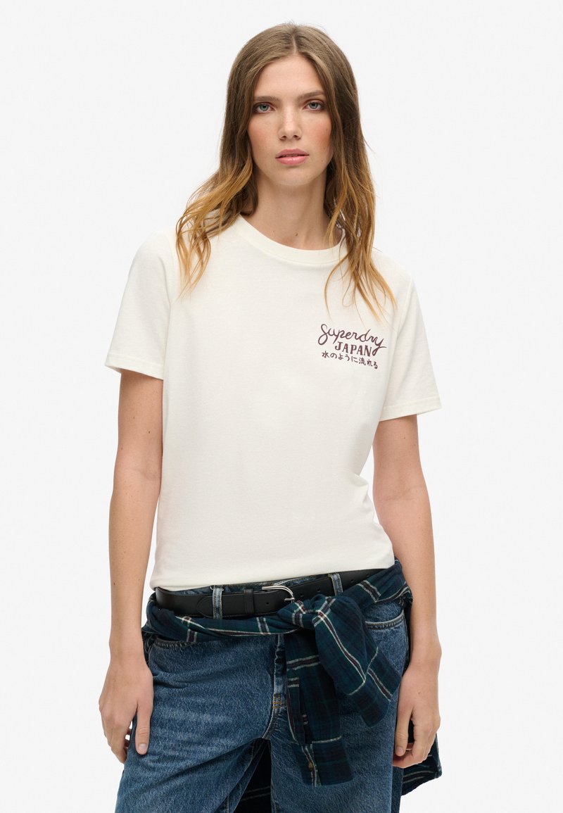 Superdry & Co TOKYO RHINESTONE RELAXED - Camiseta estampada - off white