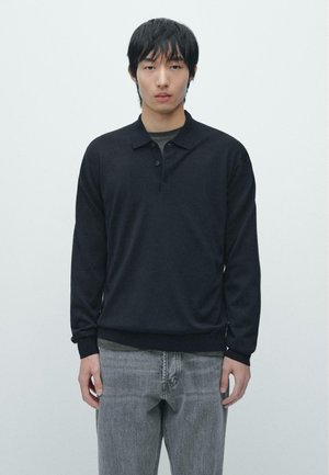 WITH POLO COLLAR - Trui - mottled dark blue