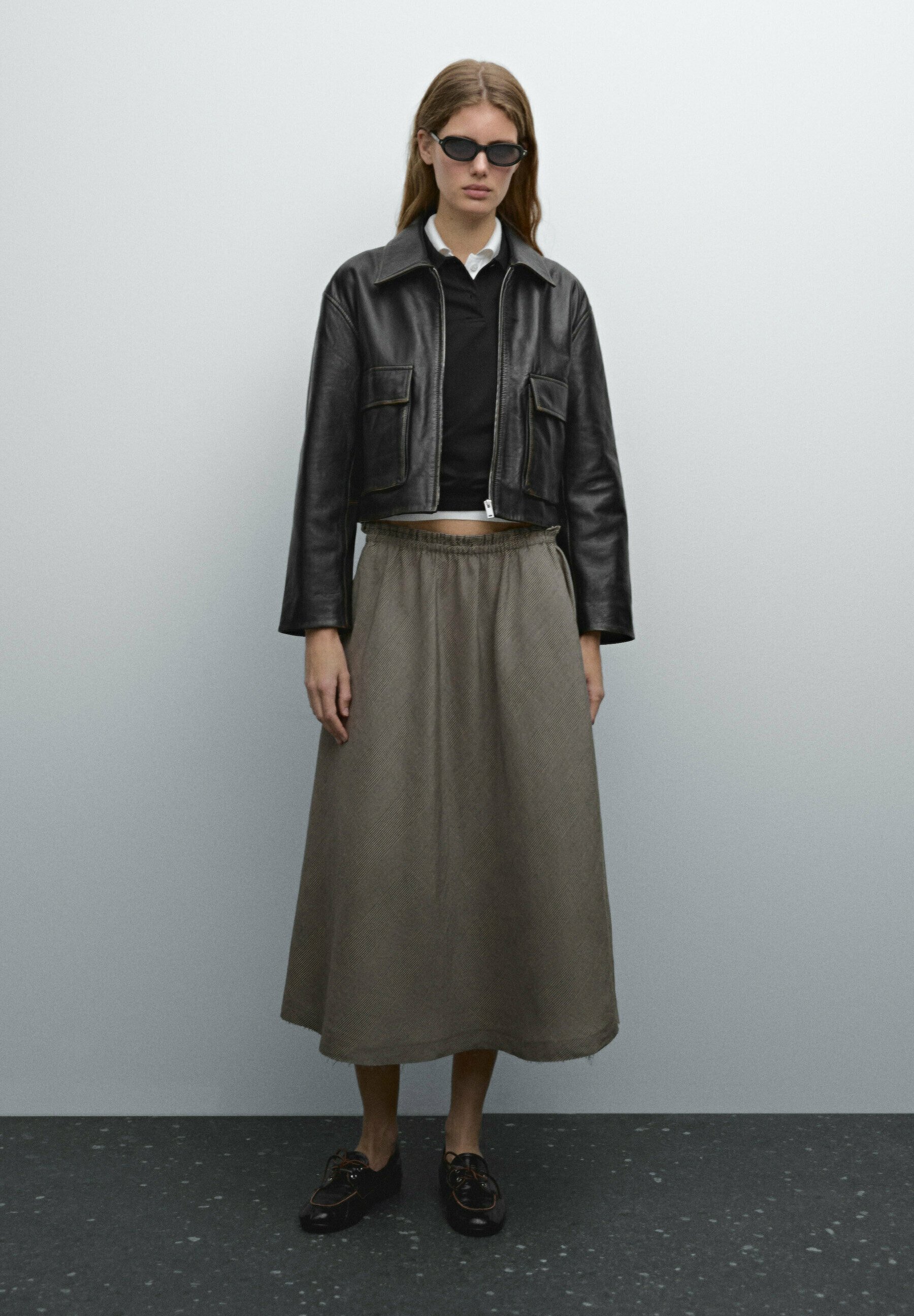 Massimo Dutti FLOUNCE MIDI WITH ELASTIC DETAIL - A-line