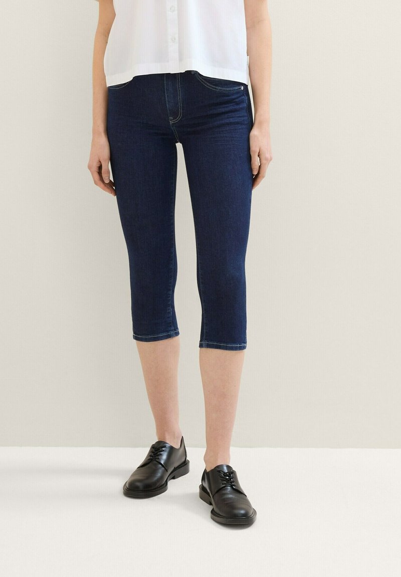 TOM TAILOR TTKATE Capri - Traperice uskog kroja - rinsed blue denim