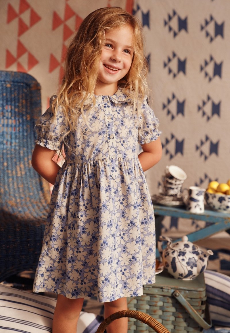 polo ralph lauren blue floral dress BLUEBERRY-PRINT COTTON SHIRTDRESS - Shirt My Actual Bust is:27