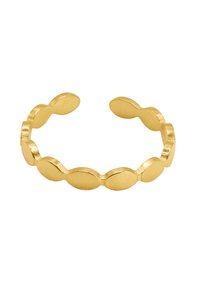 Bague en or avec un design texturé comportant des formes ovales lisses et légèrement arrondies alternées, à ouverture réglable pour un ajustement personnalisé.