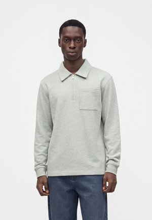 Selected, SLMSCOTT LS HALF ZIP SWEAT - Polo - light grey melange