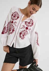 Stradivarius EMBROIDERED  - Camicetta - bordeaux
