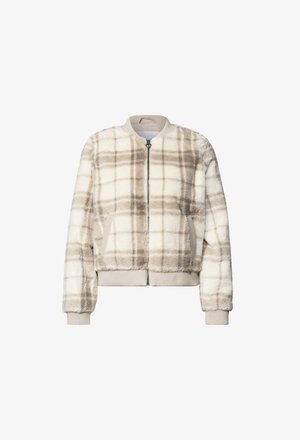 Street One, FAKE FUR BLOUSON MIT STRICKDETAILS UND PRINT - Blouson Bomber - beige