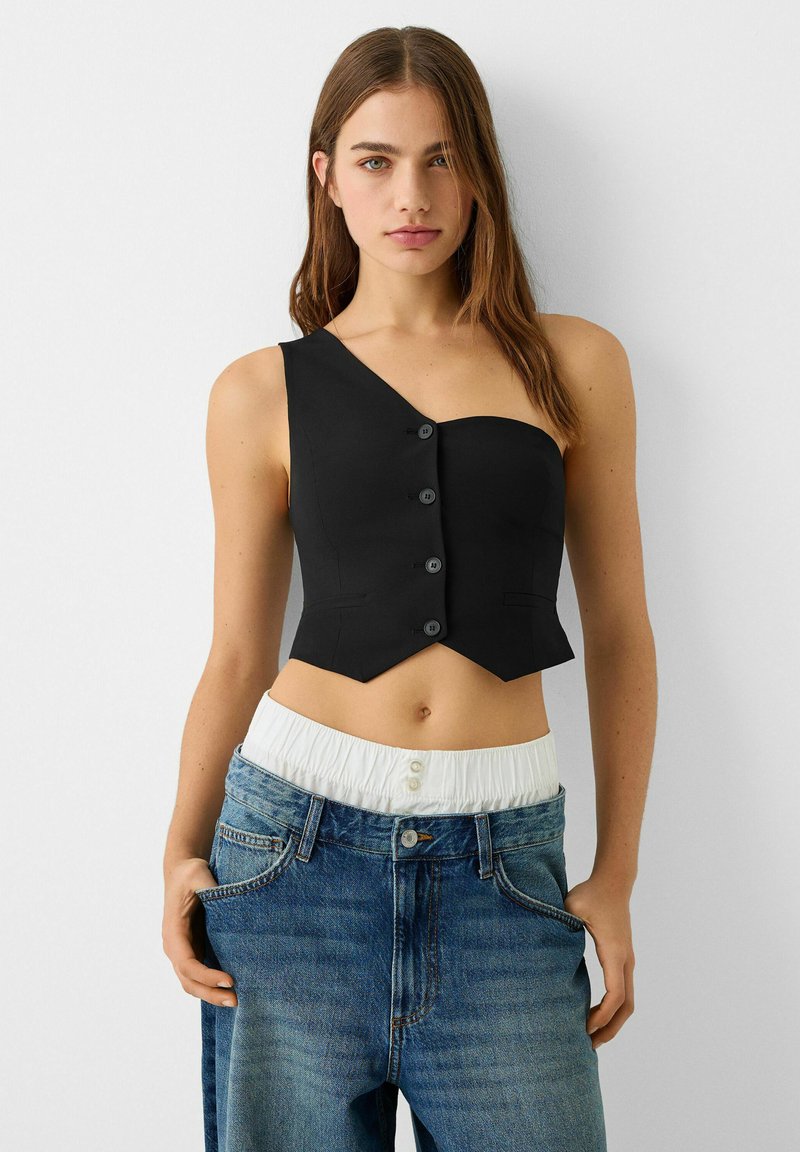 Bershka ASYMMETRIC - Väst - black/svart - Zalando.se