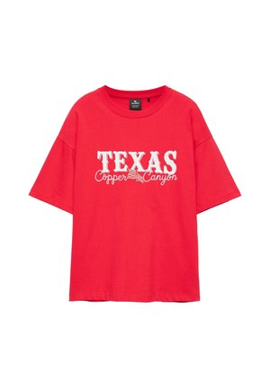 PULL&BEAR, OVERSIZE TEXAS GRAPHIC SHORT SLEEVE - T-SHIRT - T-Shirt print - red