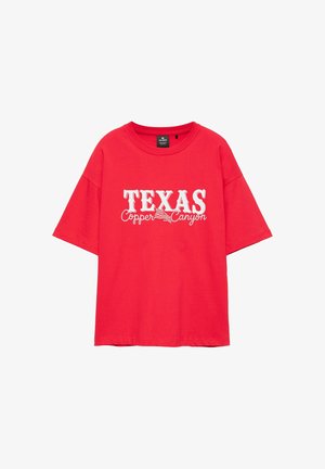 PULL&BEAR, OVERSIZE TEXAS GRAPHIC SHORT SLEEVE - T-SHIRT - T-Shirt print - red