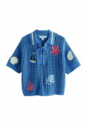 Next, Poloshirt - blue embroidered