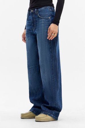 BDG LOGAN BOYFRIEND TEXTURED STRIPE - Relaxed fit jeans - blue
