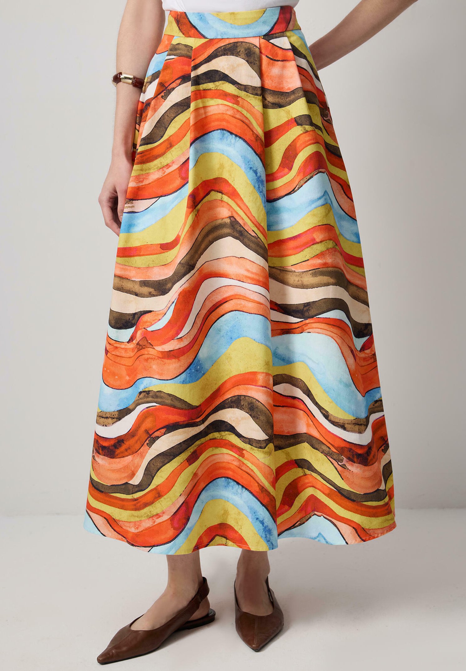 Jupe Midi A-Line Marks And Spencer - Floral Multicolore - Taille 20