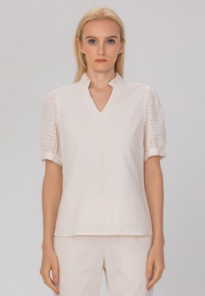 COL V EN BRODERIE ANGLAISE - Blouse - blanc