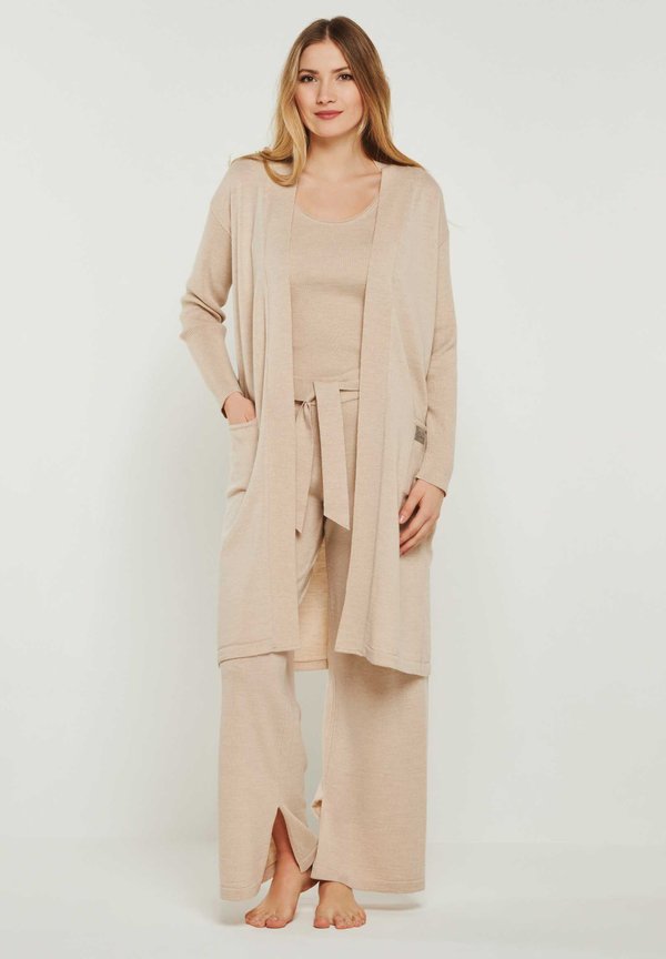 MERINO WOOL KNIT HOUSE SUIT SET 3 PIECES - Nachtwäsche Set - beige