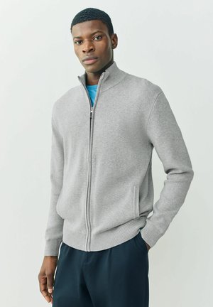 TEXTURED ZIP THROUGH - Strickjacke - new light grey