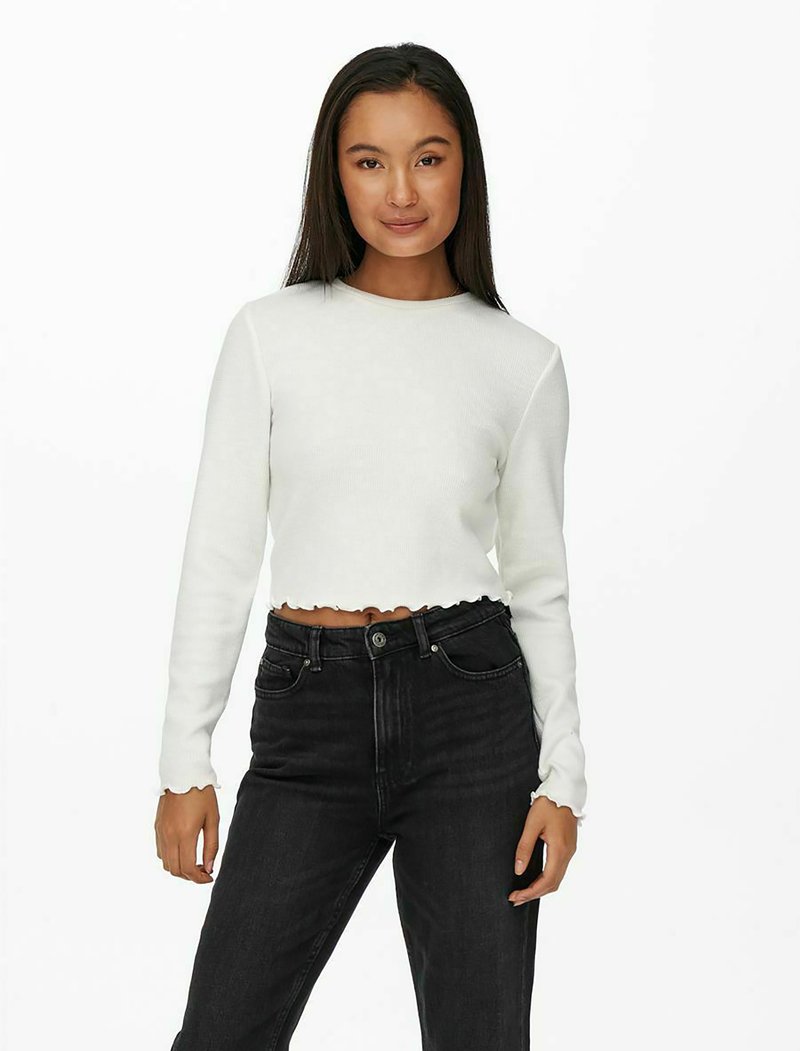 ONLY CROPPED - Topper langermet - cloud dancer