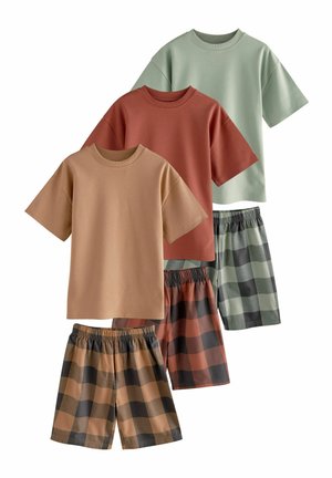 Next, CHECK 3 PACK STANDARD - Pyjama set - green orange