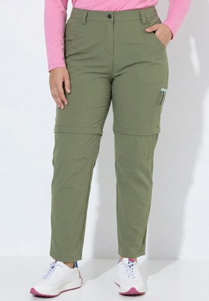 Ulla Popken FUNKTIONSHOSE, BEINE ABNEHMBAR, MOSKITOSCHUTZ, ZIPPTASCHE - Stoffhose - olive green