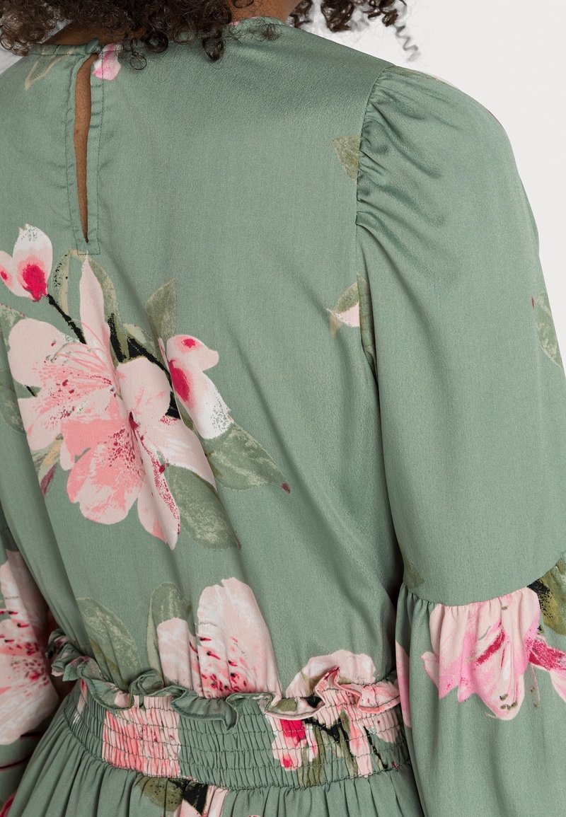 light green and pink dress Light Green Floral Prom Dress with 3D Flower and V-Neck 22272 Custom Colors / US6