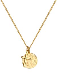 KUZZOI STRUCTURED COIN CROSS - Halsband - gold-coloured