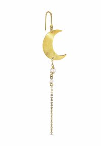 Jane Kønig HALF MOON EARRING WITH PEARL CHAIN LEFT - Yksittäinen korvakoru - gold plated