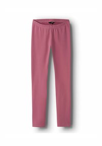 Leggings roses, extensibles avec une taille élastique. Texture lisse, forme ajustée, sans motifs ni accents. Convient pour une tenue décontractée ou pour l'exercice.