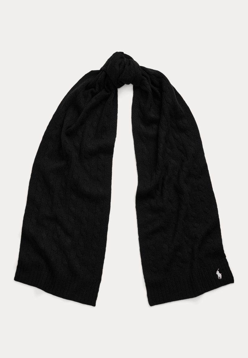 Polo Ralph Lauren CABLE-KNIT WOOL-CASHMERE SCARF - Sál - black