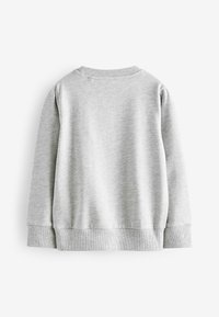 Szary sweatshirt z prążkowanym okrągłym dekoltem i mankietami. Posiada gładką fakturę i długie rękawy, zaprojektowany w prostej, klasycznej sylwetce.
