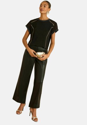 REGULAR FIT - Bluse - black beaded trim lurex neck