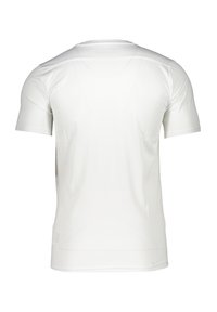 Krátký rukáv, bílý sportovní trikote, vyrobený z prodyšného materiálu. Disponuje kulatým výstřihem, hladkou texturou a jemným švem.
