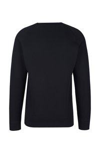 Schwarzer Sweatshirt mit langen Ärmeln, gerippten Bündchen und Saum, glatter Textur, Rundhalsausschnitt und schlichter, unauffälliger Optik.