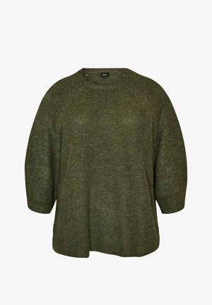 Zizzi, RIPPPULLOVER MIT 3/4-ÄRMELN - Džemper - grün