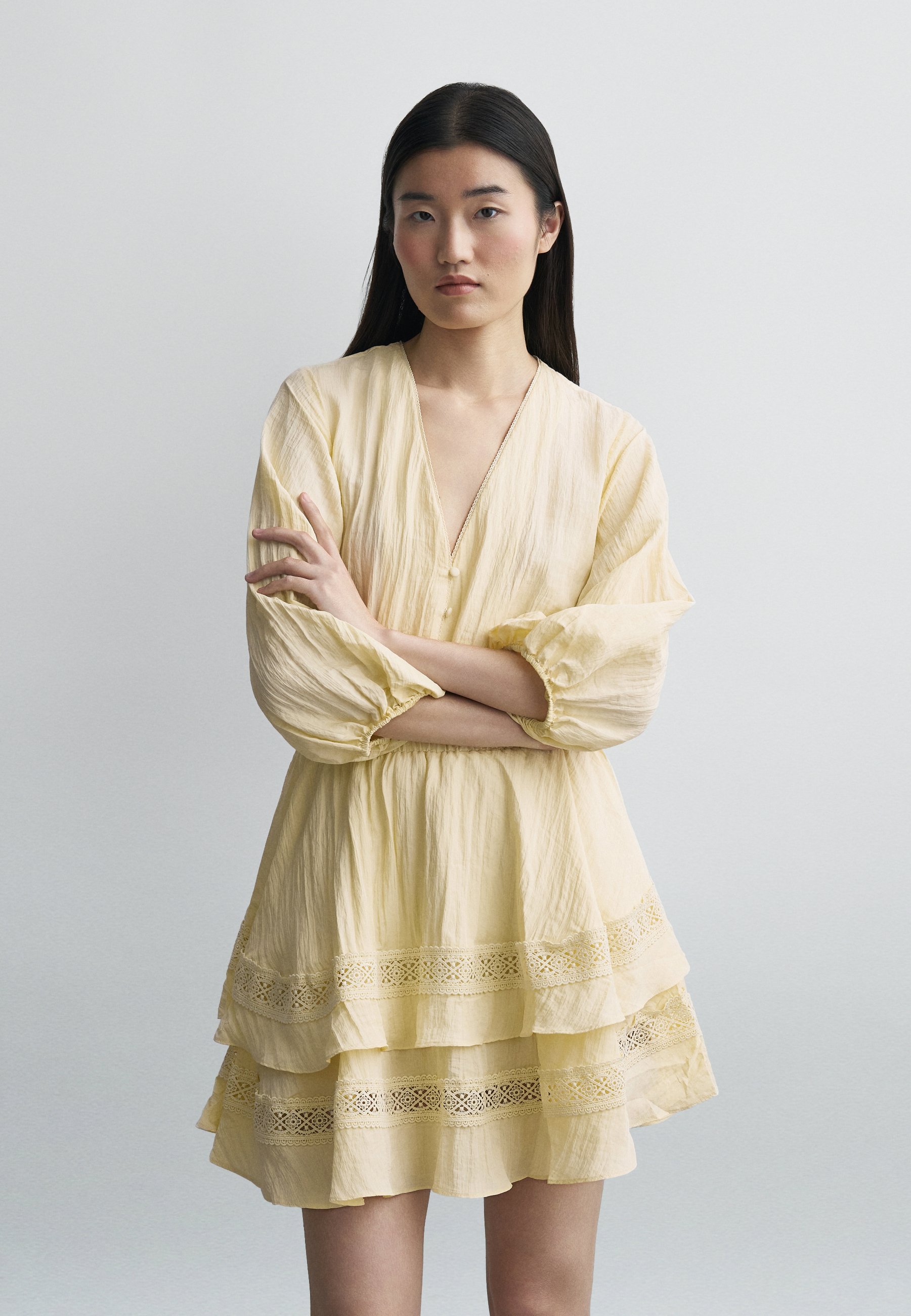 chinese dress ladies Stolen Stores Swan Slip Lace Yellow Maxi Dress main image 0
