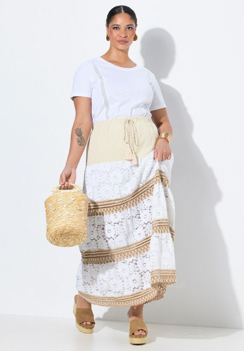 Jupe Longue Blanche Mia Moda Taille 18 Lin Et Viscose - été Femme