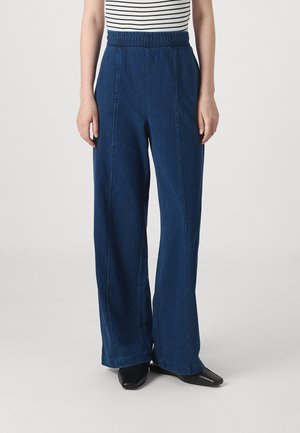 FRONT SEAM WIDE LEG  - Trousers - medium indigo