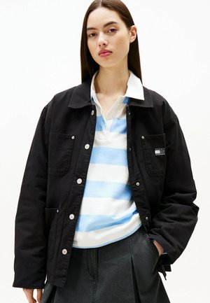 BADGE BOXY CHORE - Jeansjacke - black