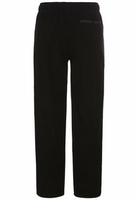 Sorte bukser i bomuldsblanding med elastisk talje, lige ben-design, og en baglomme med en lille, diskret detalje.