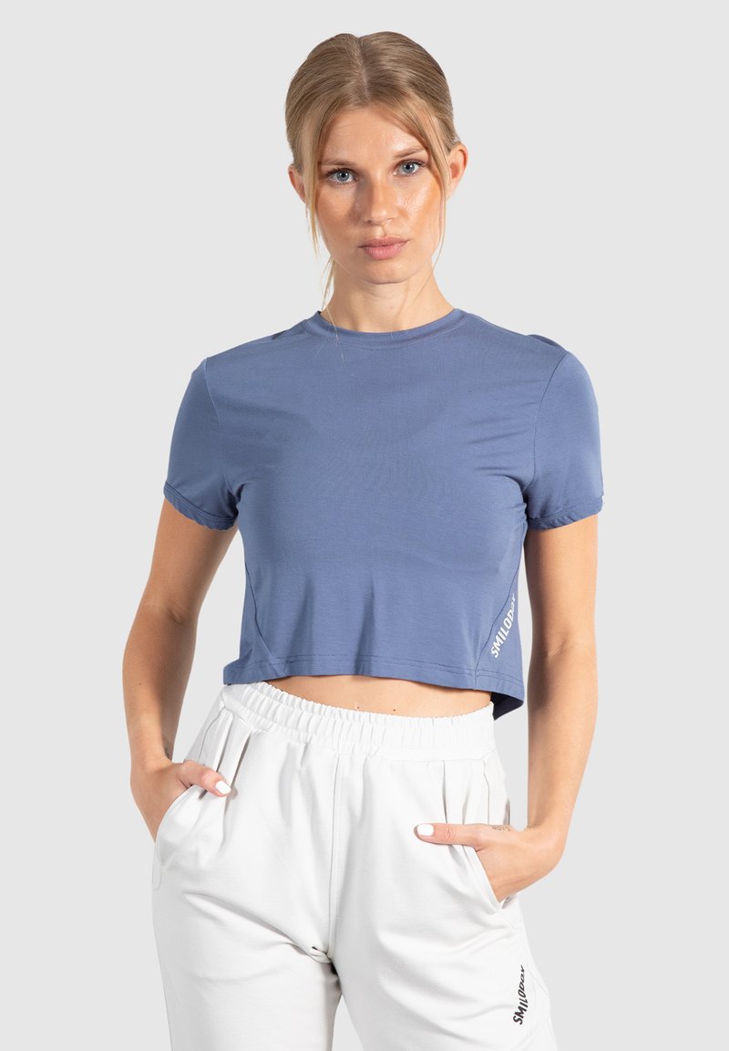 Smilodox CROP - Triko s potiskem - blau