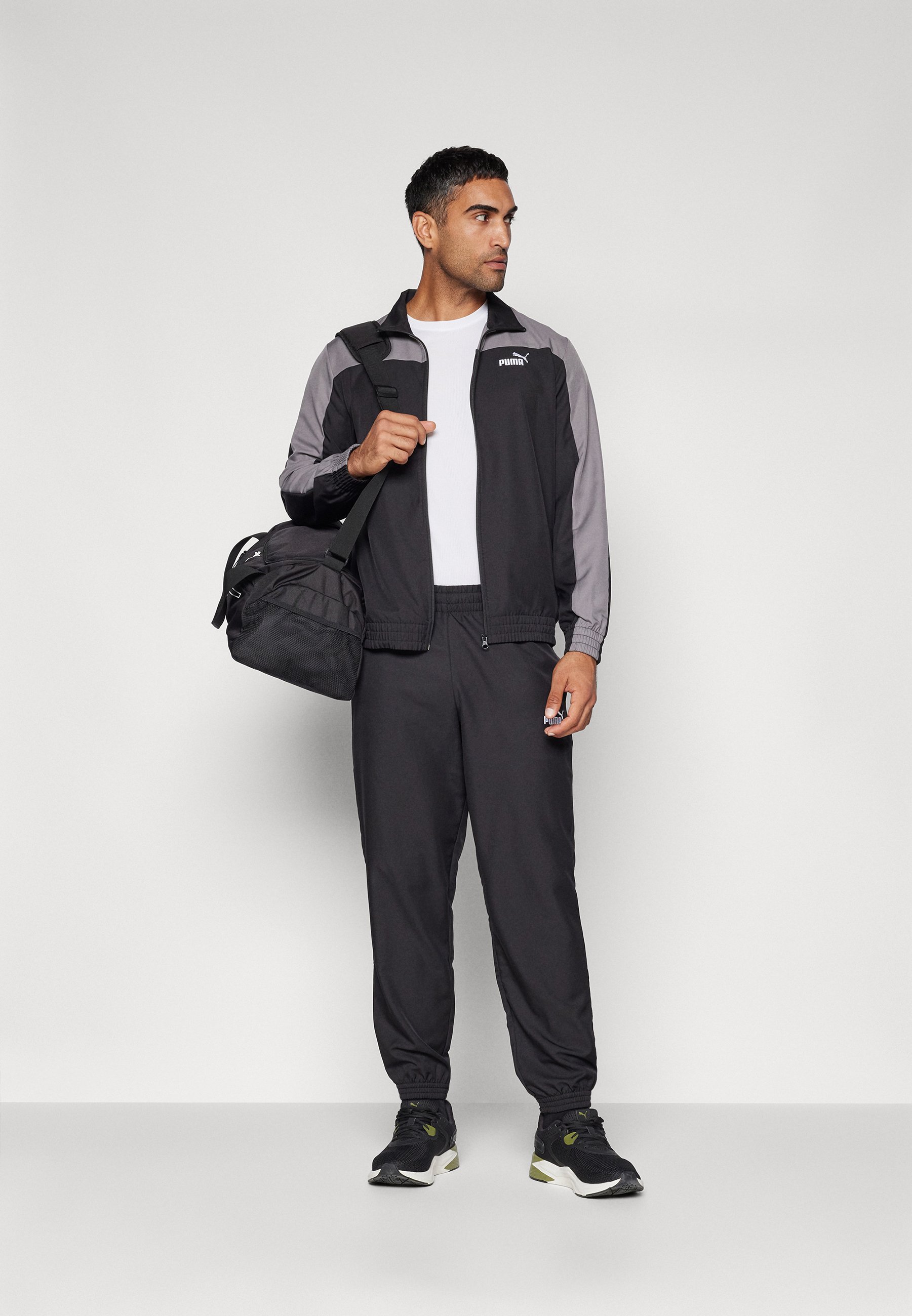 Puma サッカーウェア グレー/ブラック Puma COLORBLOCK TRACKSUIT SET - Tracksuit - black - Zalando.co.uk