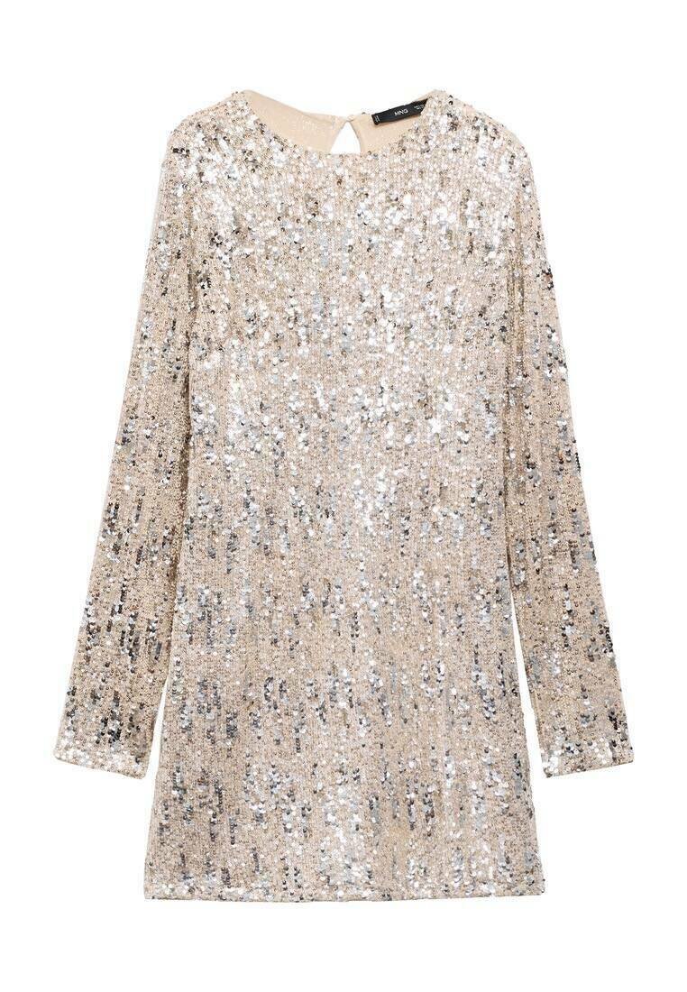 Mango Cocktailjurk zilverkleurig Mango Cocktailjurk zilverkleurig